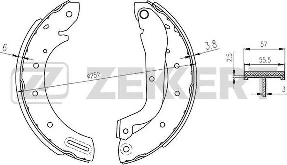 Zekkert BK-4133 - Комплект тормозных колодок, барабанные autospares.lv