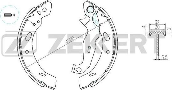 Zekkert BK-4132 - Комплект тормозных колодок, барабанные autospares.lv