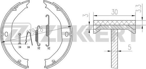 Zekkert BK-4124 - Комплект тормозных колодок, барабанные autospares.lv