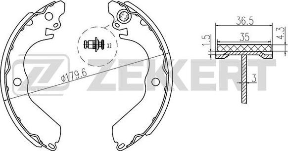 Zekkert BK-4176 - Комплект тормозных колодок, барабанные autospares.lv