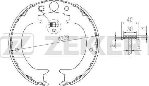 Zekkert BK-4349 - Комплект тормозных колодок, барабанные autospares.lv