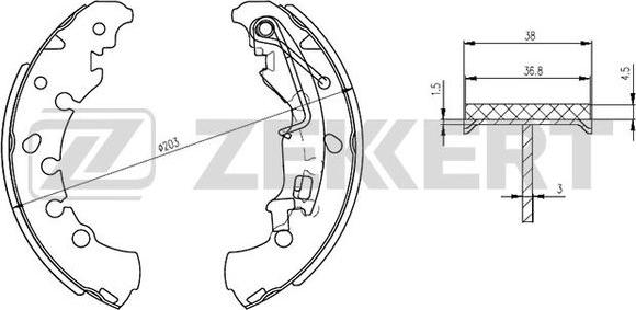 Zekkert BK-4302 - Комплект тормозных колодок, барабанные autospares.lv