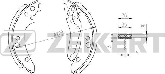 Zekkert BK-4314 - Комплект тормозных колодок, барабанные autospares.lv