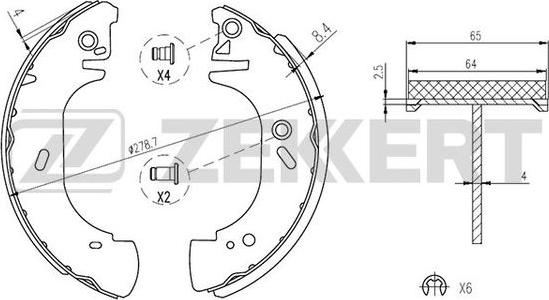 Zekkert BK-4291 - Комплект тормозных колодок, барабанные autospares.lv