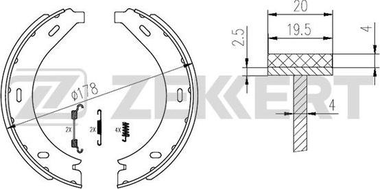 Zekkert BK-4297 - Комплект тормозных колодок, барабанные autospares.lv