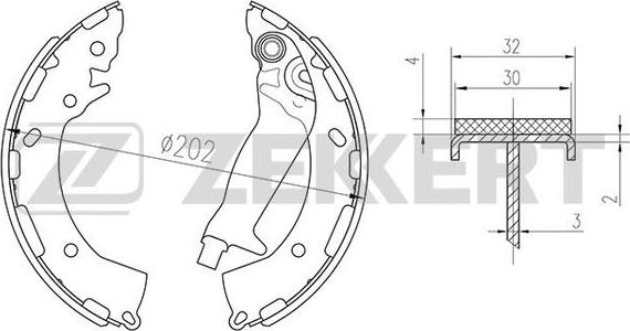 Zekkert BK-4202 - Комплект тормозных колодок, барабанные autospares.lv