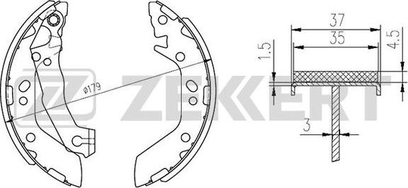 Zekkert BK-4219 - Комплект тормозных колодок, барабанные autospares.lv