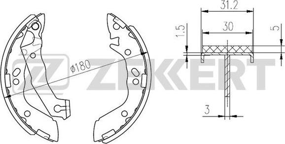 Zekkert BK-4217 - Комплект тормозных колодок, барабанные autospares.lv