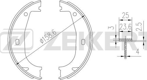 Zekkert BK-4288 - Комплект тормозных колодок, барабанные autospares.lv