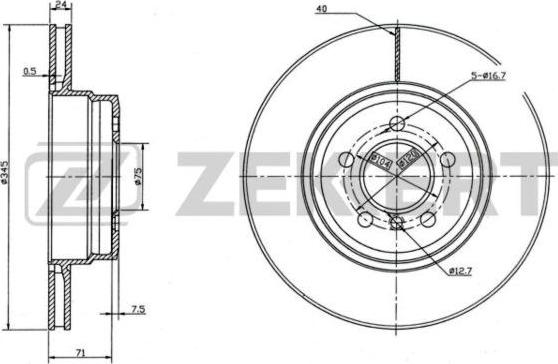 Zekkert BS-5956 - Тормозной диск autospares.lv