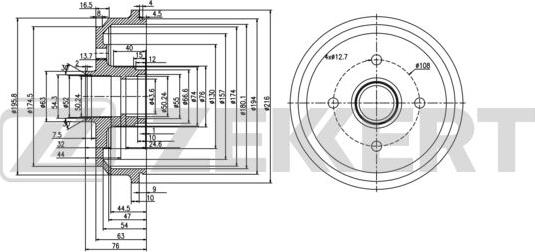 Zekkert BS-5986 - Тормозной барабан autospares.lv