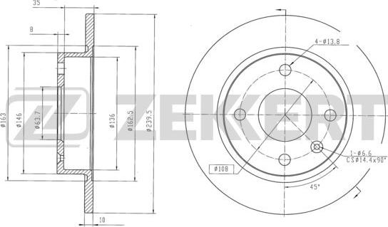 Zekkert BS-5924 - Тормозной диск autospares.lv