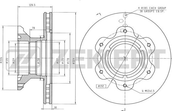 Zekkert BS-5445 - Тормозной диск autospares.lv