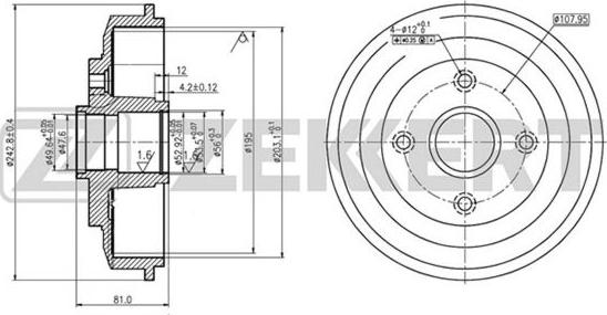 Zekkert BS-5451 - Тормозной барабан autospares.lv