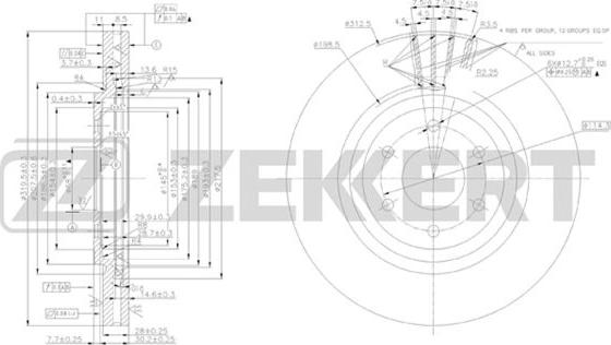 Zekkert BS-5413 - Тормозной диск autospares.lv