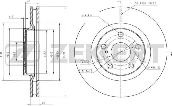 Zekkert BS-5430B - Тормозной диск autospares.lv