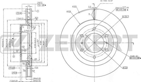 Zekkert BS-5433 - Тормозной диск autospares.lv