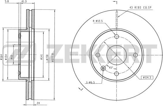 Zekkert BS-5425 - Тормозной диск autospares.lv