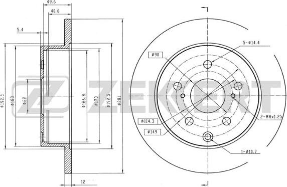 Zekkert BS-5422B - Тормозной диск autospares.lv