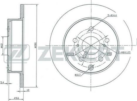 Zekkert BS-5422 - Тормозной диск autospares.lv