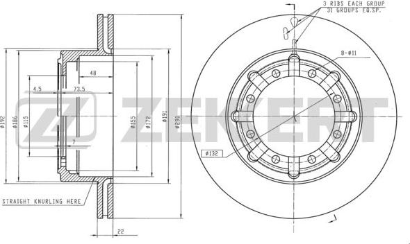 Zekkert BS-5595 - Тормозной диск autospares.lv