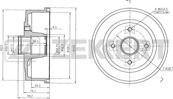 Zekkert BS-5544 - Тормозной барабан autospares.lv