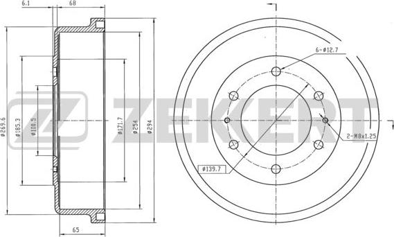 Zekkert BS-5554 - Тормозной барабан autospares.lv