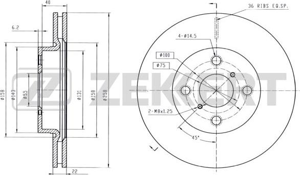 Zekkert BS-5507B - Тормозной диск autospares.lv