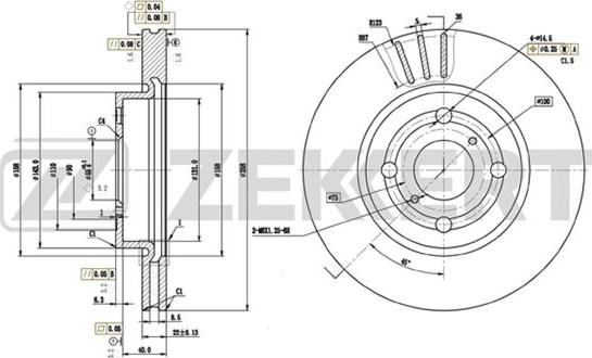 Zekkert BS-5507 - Тормозной диск autospares.lv