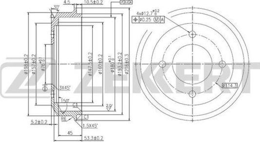 Zekkert BS-5587 - Тормозной барабан autospares.lv