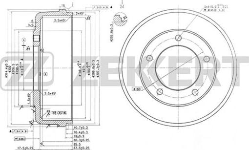 Zekkert BS-5534 - Тормозной барабан autospares.lv