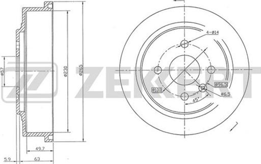 Zekkert BS-5529 - Тормозной барабан autospares.lv