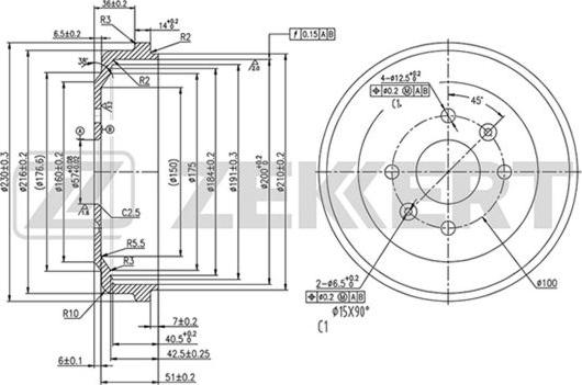 Zekkert BS-5527 - Тормозной барабан autospares.lv