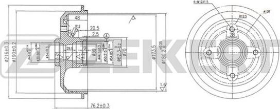 Zekkert BS-5576 - Тормозной барабан autospares.lv