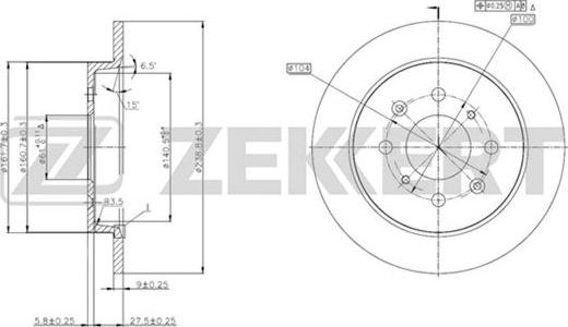 Zekkert BS-5695 - Тормозной диск autospares.lv