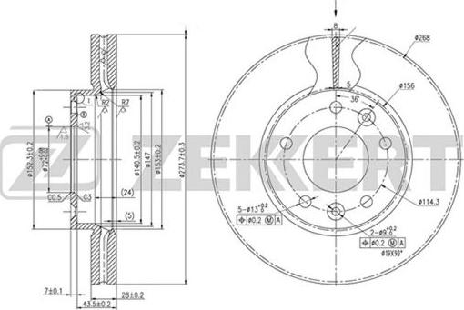 Zekkert BS-5691 - Тормозной диск autospares.lv