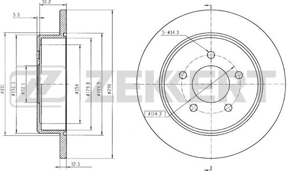 Zekkert BS-5654B - Тормозной диск autospares.lv