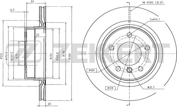 Zekkert BS-5609B - Тормозной диск autospares.lv