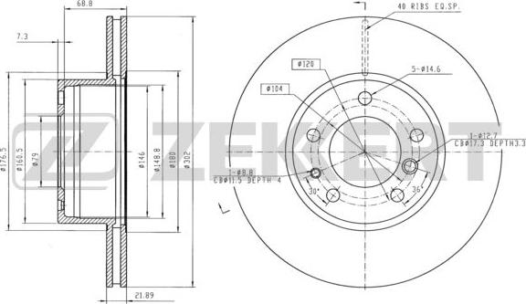 Zekkert BS-5611 - Тормозной диск autospares.lv