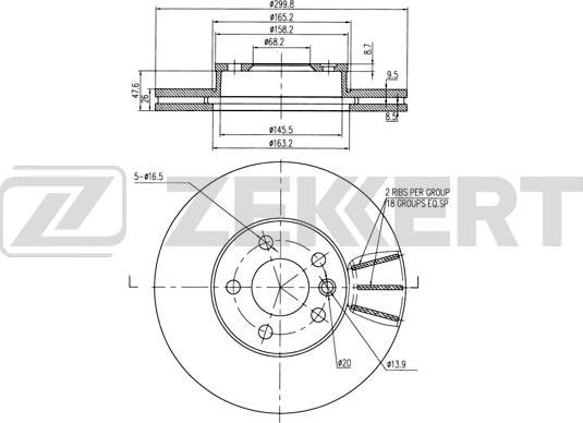 Zekkert BS-5612B - Тормозной диск autospares.lv