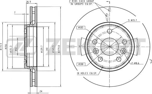 Zekkert BS-5631B - Тормозной диск autospares.lv