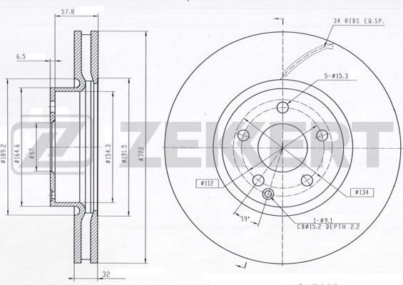 Zekkert BS-5638 - Тормозной диск autospares.lv