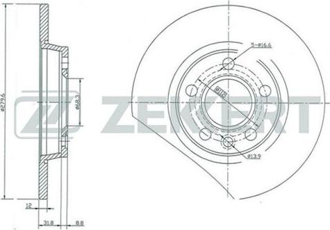 Zekkert BS-5094 - Тормозной диск autospares.lv