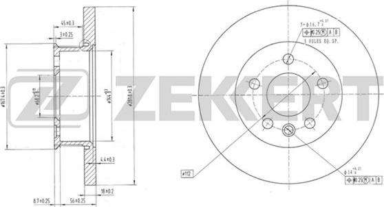 Zekkert BS-5095 - Тормозной диск autospares.lv