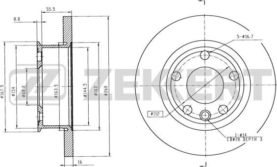 Zekkert BS-5096 - Тормозной диск autospares.lv