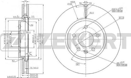 Zekkert BS-5049 - Тормозной диск autospares.lv