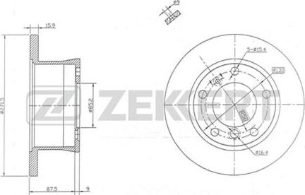 Zekkert BS-5054 - Тормозной диск autospares.lv