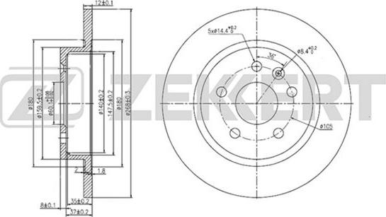 Zekkert BS-5052 - Тормозной диск autospares.lv