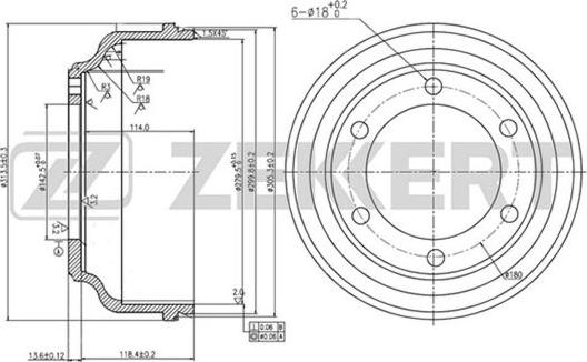 Zekkert BS-5064 - Тормозной барабан autospares.lv