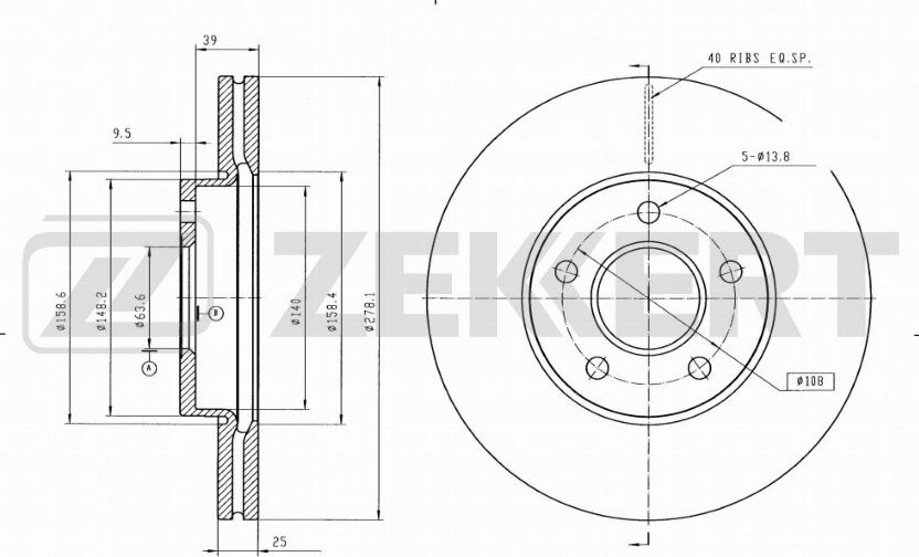 Zekkert BS-5005B - Тормозной диск autospares.lv